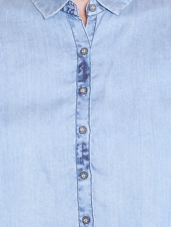 blue denim crop shirt - 14367885 - Zoom Image - 4