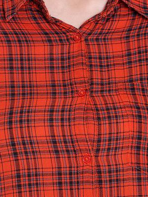 orange gingham check shirt - 14367890 - Standard Image - 4