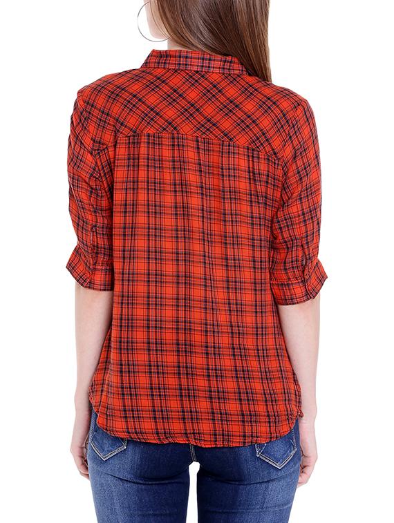 orange gingham check shirt - 14367890 - Zoom Image - 3