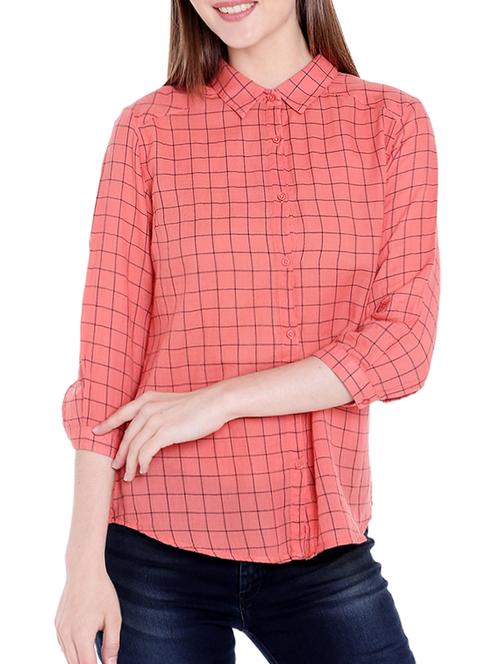 orange gingham check shirt - 14367891 - Standard Image - 1