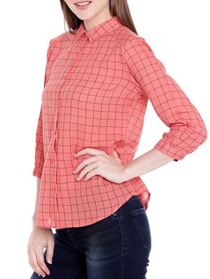 orange gingham check shirt - 14367891 - Standard Image - 2