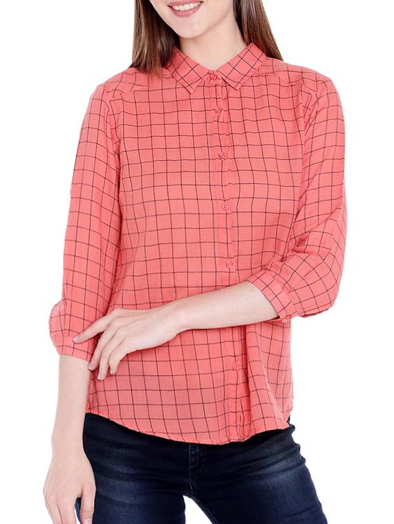 orange gingham check shirt - 14367891 - Zoom Image - 1