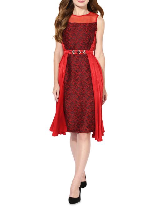 red printed casual dress - 14369112 - Standard Image - 1