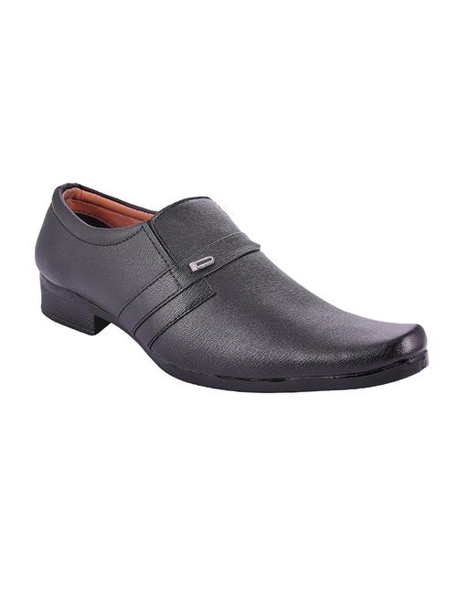 black leatherette formal slip on - 14370897 - Standard Image - 1