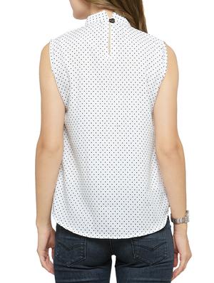 white polka dots printed crepe regular top - 14371129 - Standard Image - 3