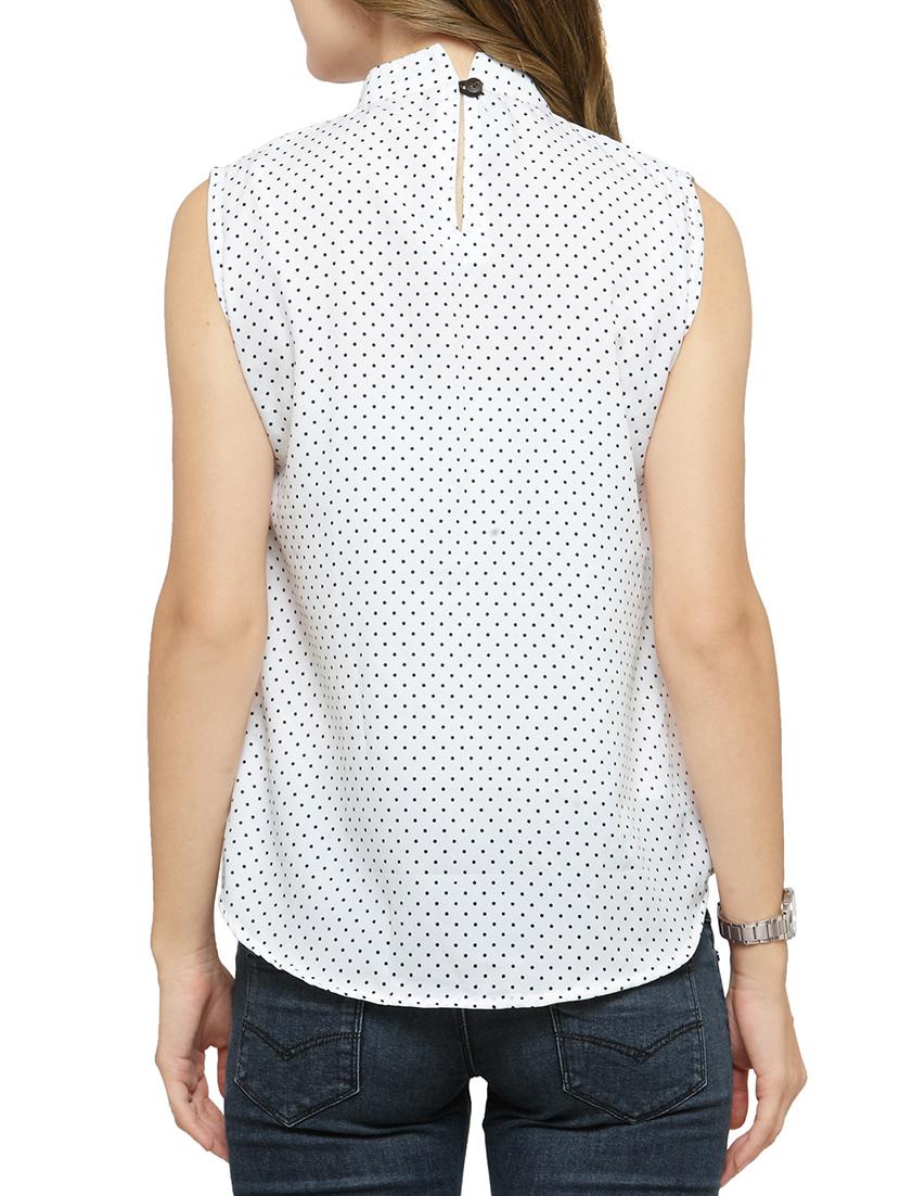 white polka dots printed crepe regular top - 14371129 - Zoom Image - 3