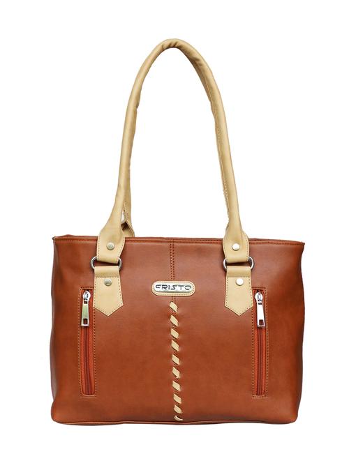 tan leatherette regular handbag - 14371184 - Standard Image - 1