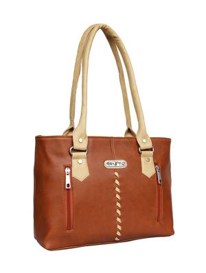 tan leatherette regular handbag - 14371184 - Standard Image - 4