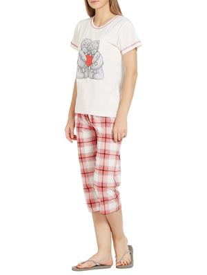 white printed hosiery capri set - 14372174 - Standard Image - 2