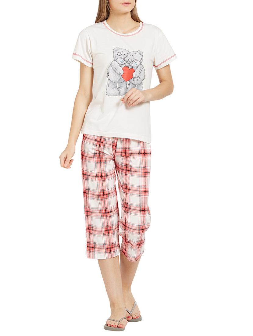 white printed hosiery capri set - 14372174 - Zoom Image - 1