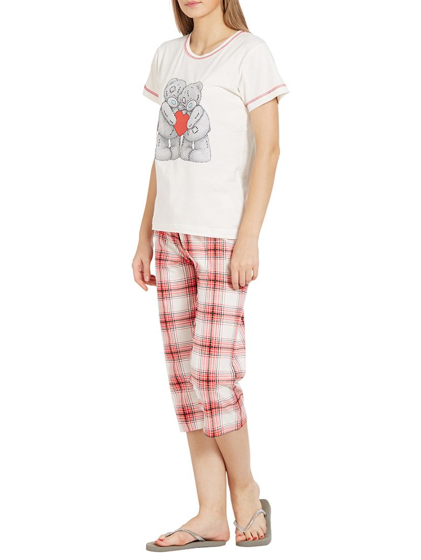 white printed hosiery capri set - 14372174 - Zoom Image - 2