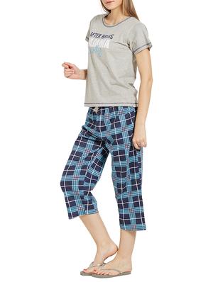 grey printed hosiery capri set - 14372184 - Standard Image - 2