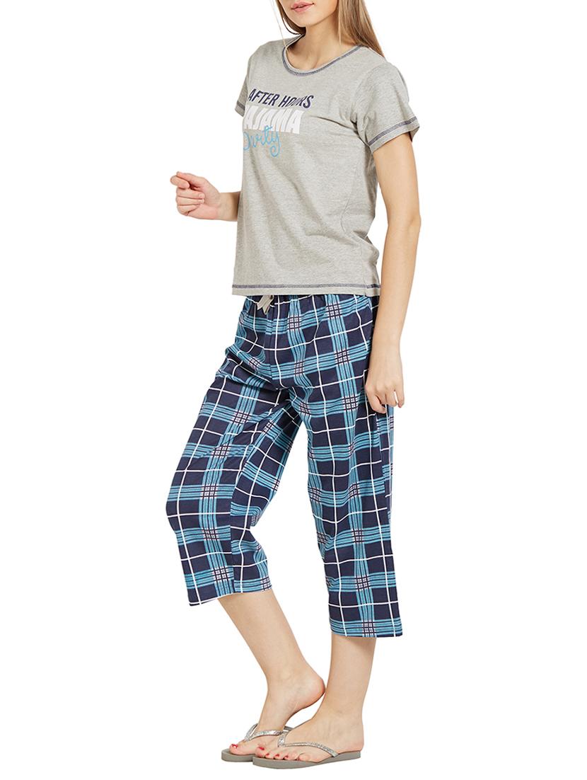 grey printed hosiery capri set - 14372184 - Zoom Image - 2