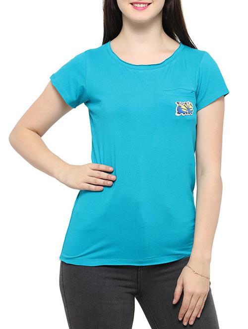 light blue cotton lycra regular tee - 14372598 - Standard Image - 1
