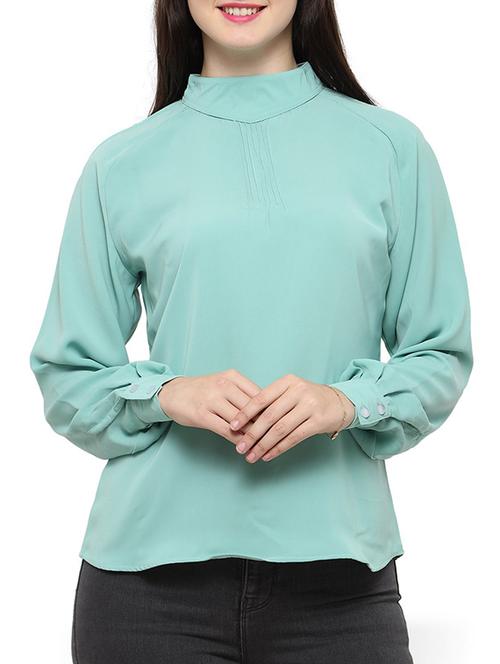 solid blue raglan sleeved top - 14372603 - Standard Image - 1