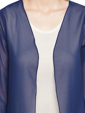 navy blue georgette asymmetric shrug - 14372620 - Standard Image - 4
