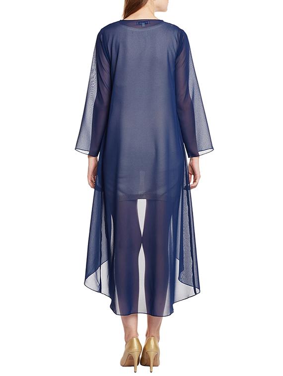 navy blue georgette asymmetric shrug - 14372620 - Zoom Image - 3