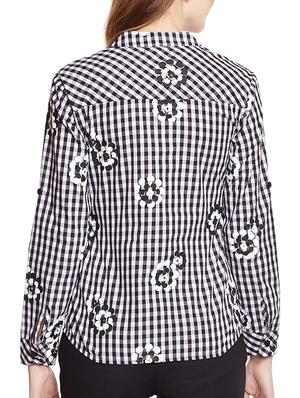 checkered mandarin collar shirt - 14372633 - Standard Image - 3