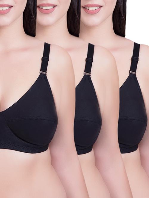set of 3 black cotton regular bras - 14372840 - Very Small Image - 1
