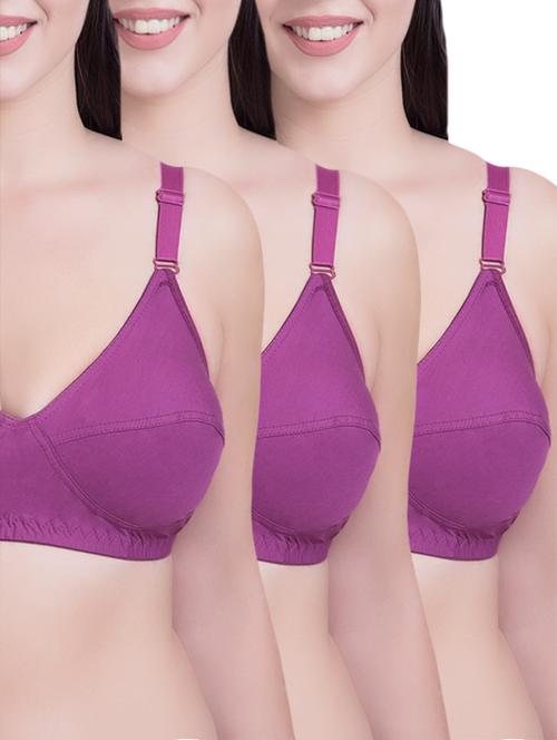 set of 3 purple cotton regular bras - 14372846 - Standard Image - 1