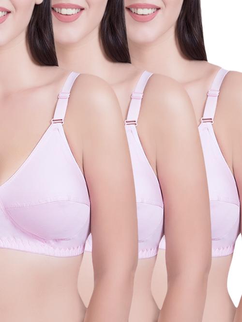 set of 3 light pink cotton regular bras - 14372847 - Standard Image - 1