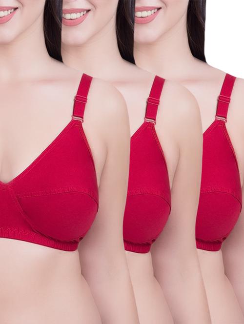 set of 3 magenta cotton regular bras - 14372848 - Standard Image - 1