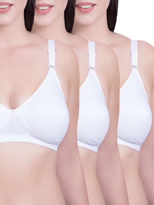 set of 3 white cotton regular bras - 14372849 - Standard Image - 1