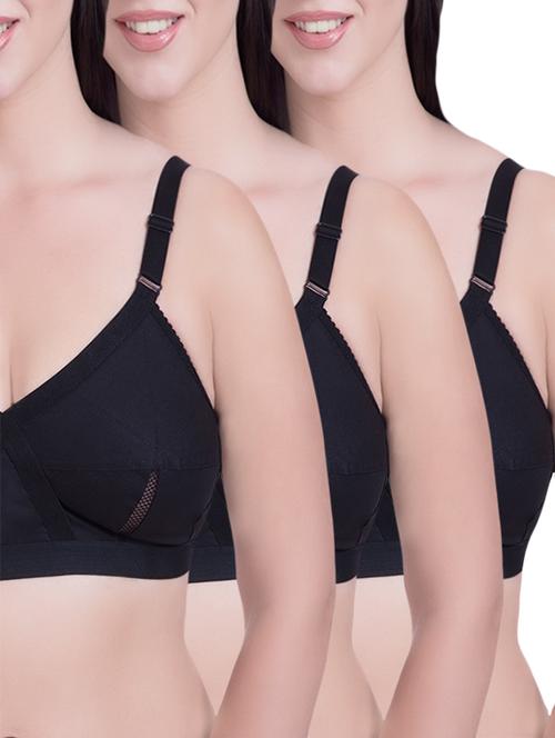 set of 3 black cotton regular bras - 14372852 - Standard Image - 1