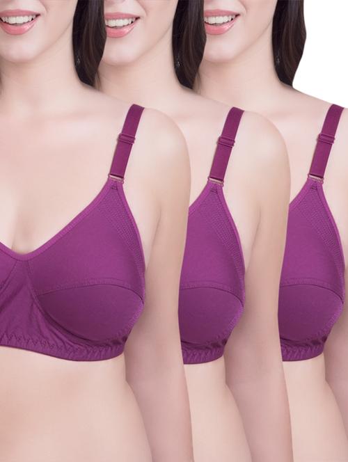 set of 3 purple cotton regular bras - 14372853 - Standard Image - 1