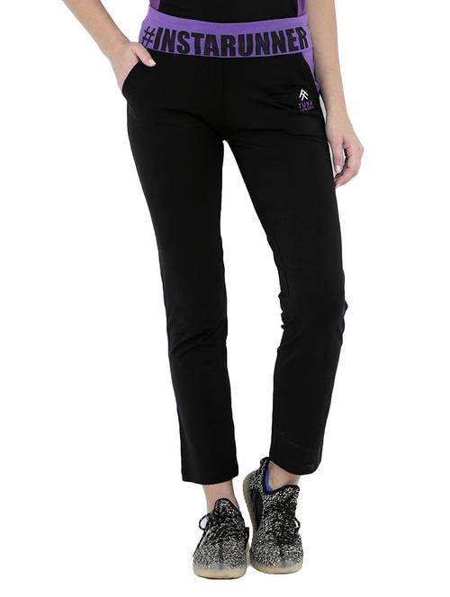 black cotton track pants - 14373206 - Standard Image - 1