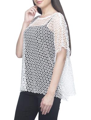 white cotton perforated cape - 14374501 - Standard Image - 2
