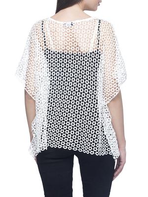 white cotton perforated cape - 14374501 - Standard Image - 3