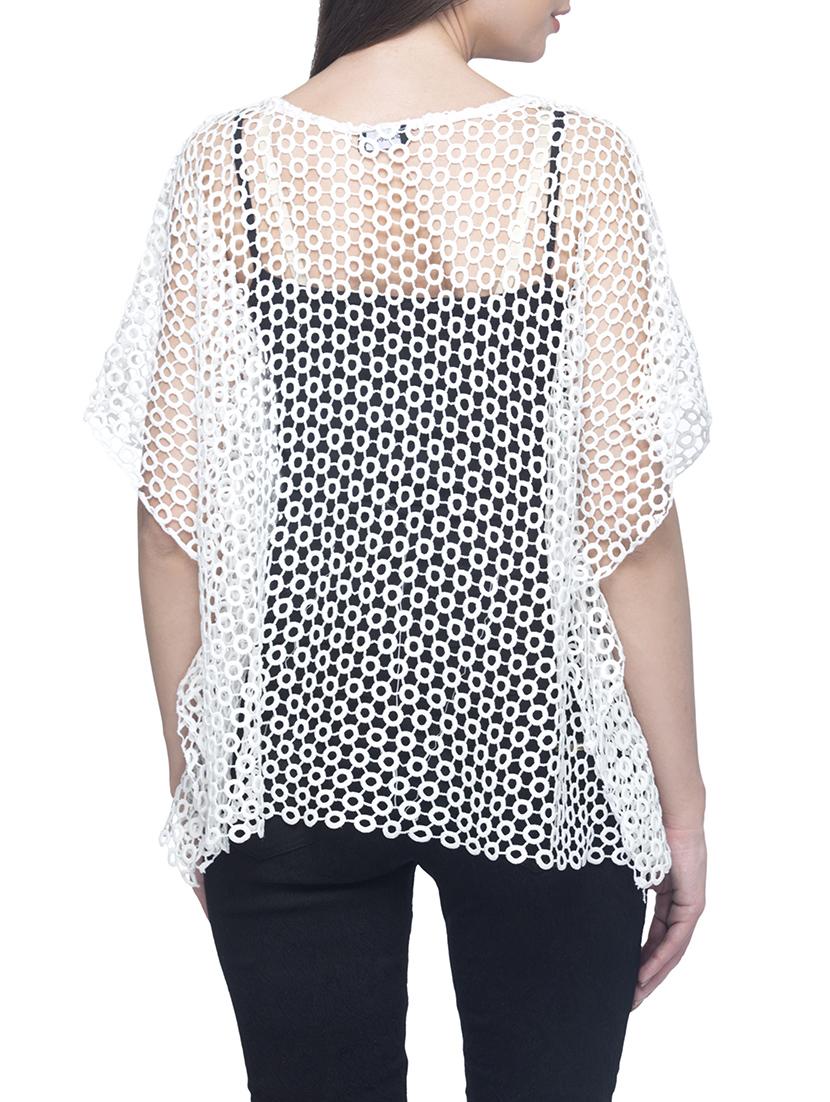 white cotton perforated cape - 14374501 - Zoom Image - 3