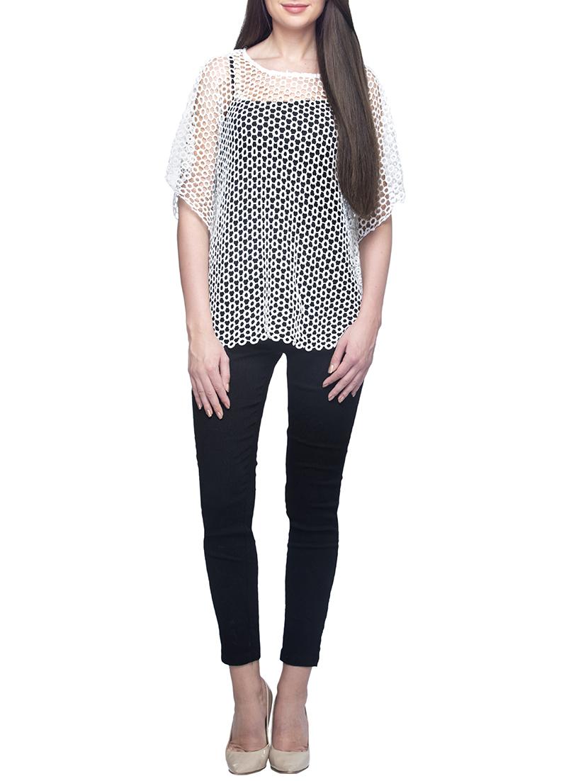 white cotton perforated cape - 14374501 - Zoom Image - 4