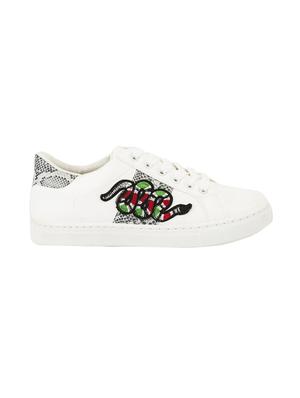 white faux leather laceup sneakers - 14375029 - Standard Image - 2