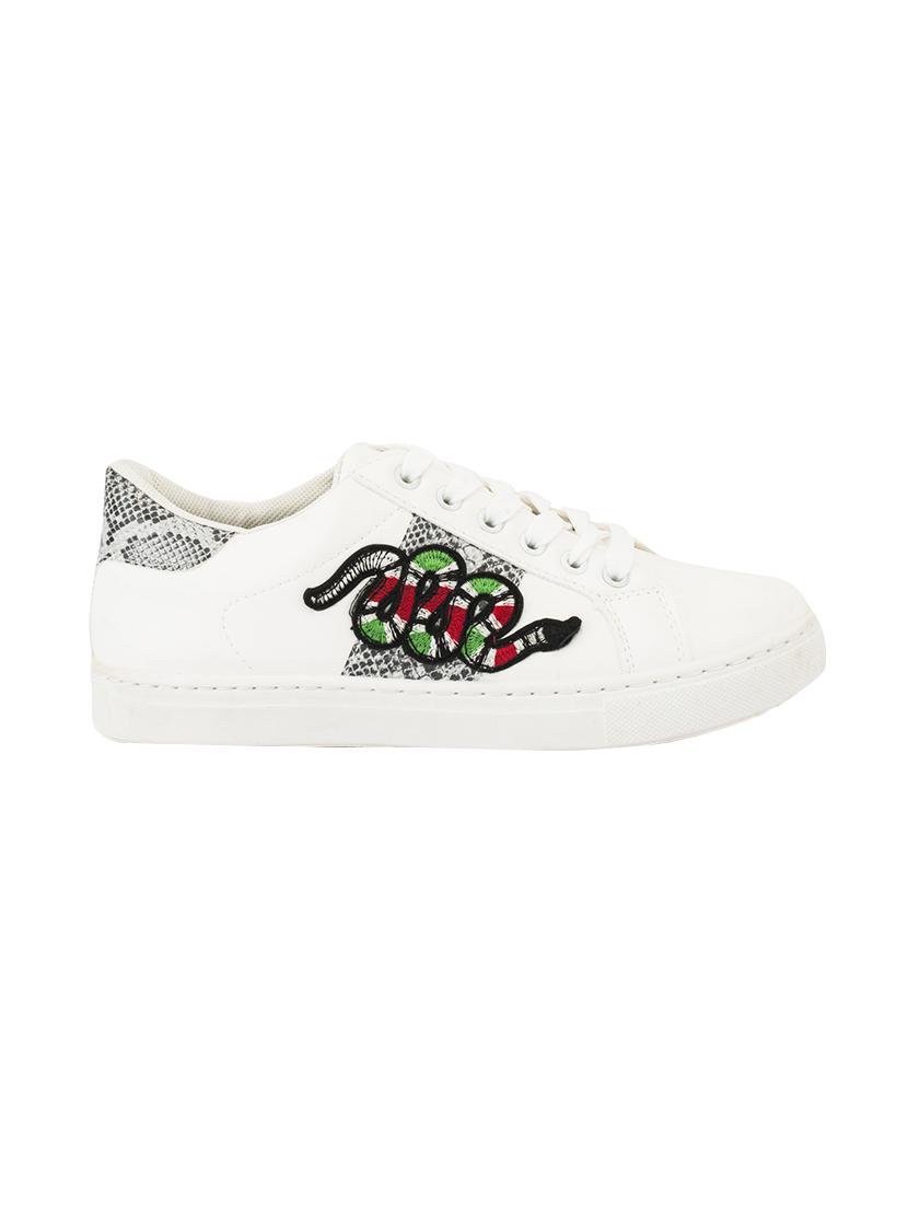 white faux leather laceup sneakers - 14375029 - Zoom Image - 2