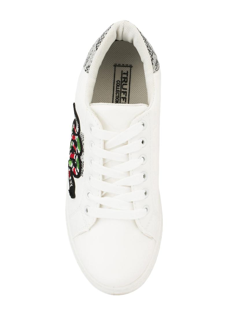 white faux leather laceup sneakers - 14375029 - Zoom Image - 4