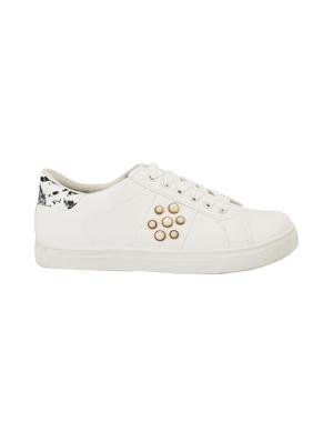 white faux leather laceup sneakers - 14375030 - Standard Image - 2