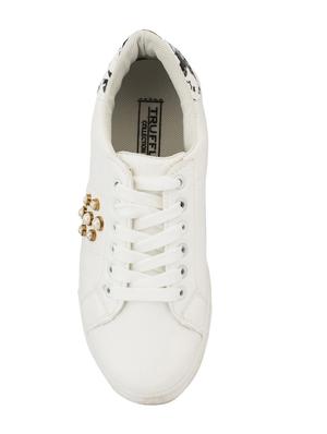 white faux leather laceup sneakers - 14375030 - Standard Image - 4