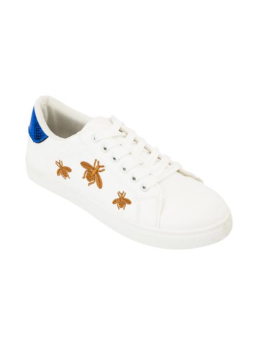 white faux leather laceup sneakers - 14375031 - Standard Image - 1