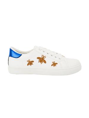 white faux leather laceup sneakers - 14375031 - Standard Image - 2