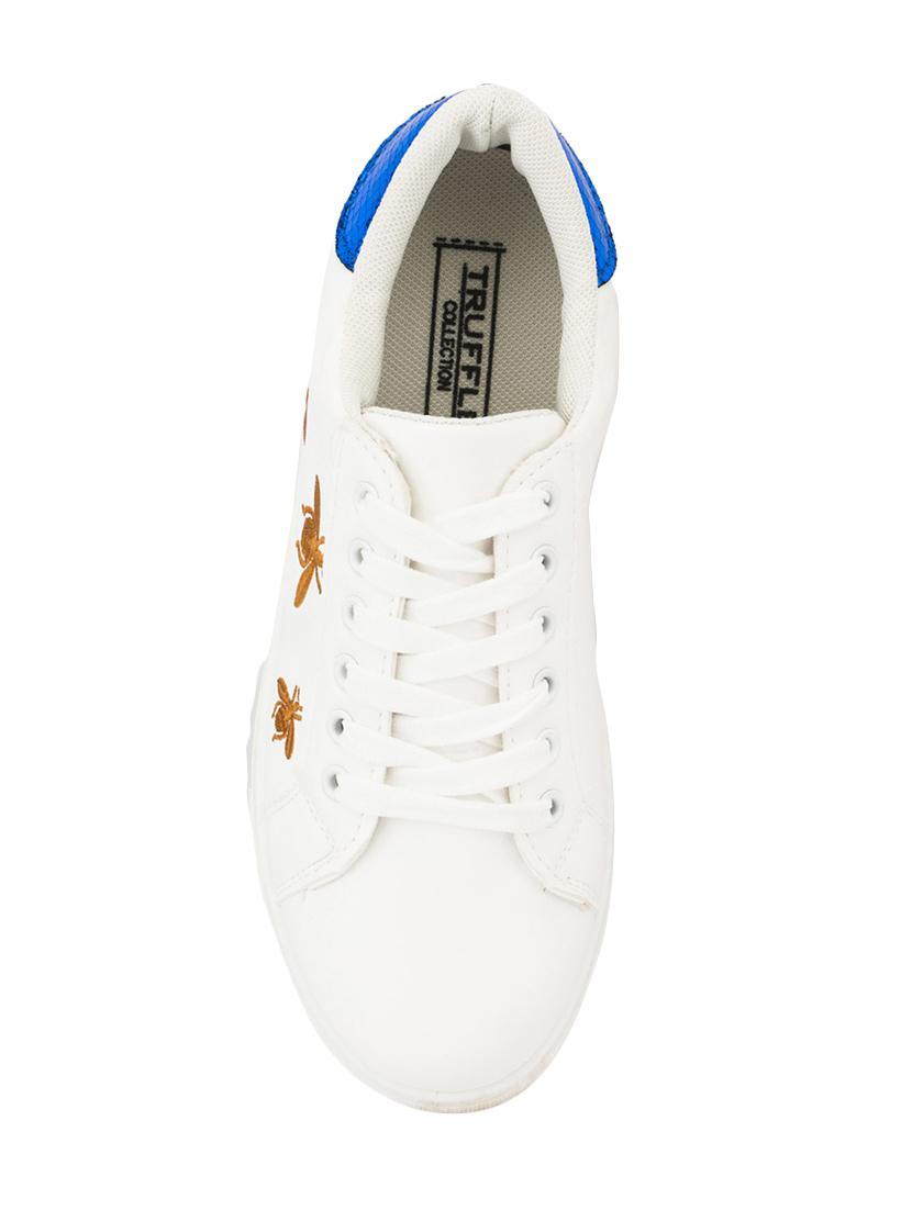 white faux leather laceup sneakers - 14375031 - Zoom Image - 4