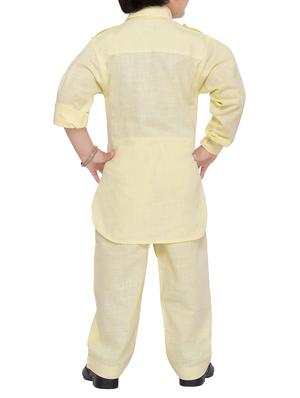 yellow cotton pathani suit set - 14375233 - Standard Image - 3