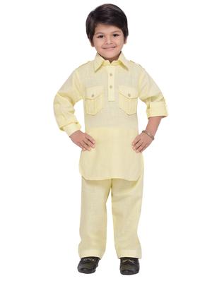 yellow cotton pathani suit set - 14375233 - Standard Image - 4
