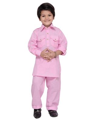 pink cotton pathani suit set - 14375234 - Standard Image - 4