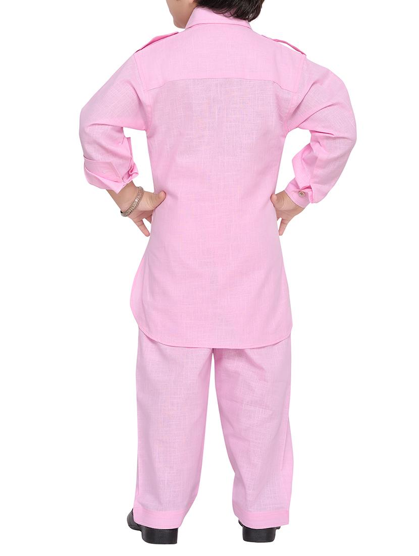 pink cotton pathani suit set - 14375234 - Zoom Image - 3