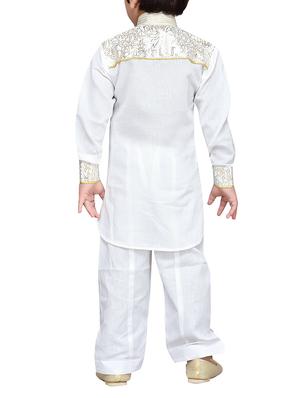 white cotton kurta pyjama set - 14375244 - Standard Image - 3