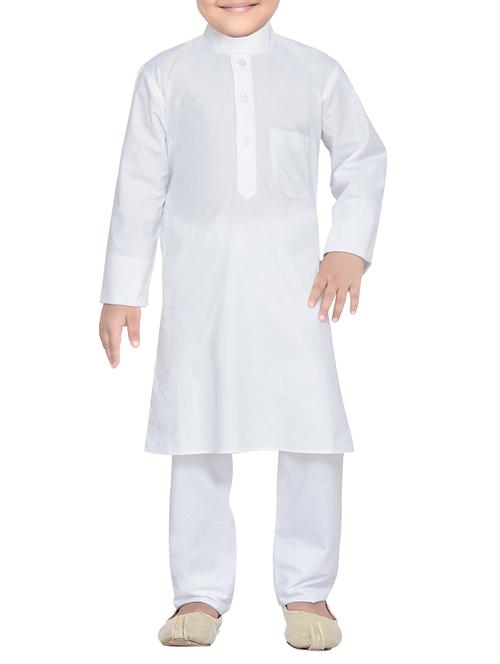 white cotton kurta pyjama set - 14375270 - Very Small Image - 1