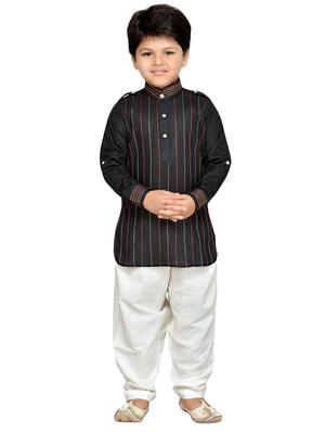black cotton kurta pyjama set - 14375287 - Standard Image - 4