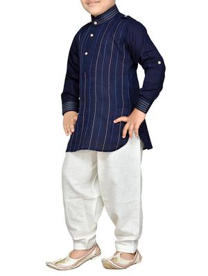 blue cotton kurta pyjama set - 14375288 - Standard Image - 2